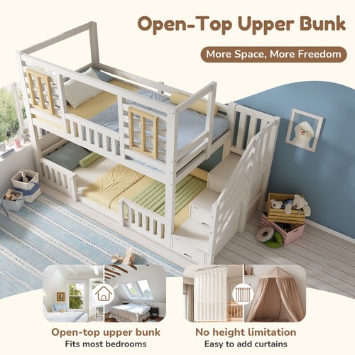 Kids wooden bunk bed - kids,
