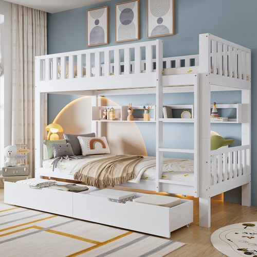 Bunk bed with ladder - ladder,, storage