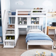 Bunk Bed with Desk, Shelves