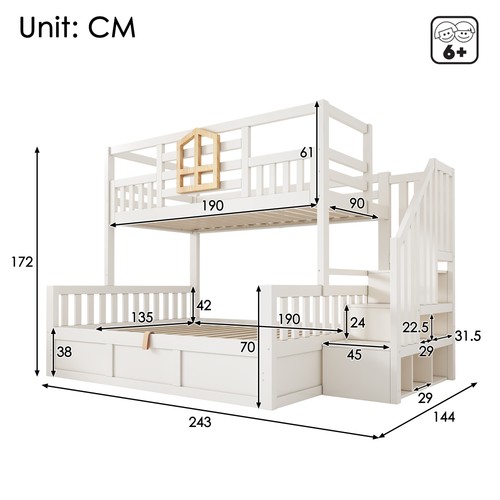 Bunk beds for kids staircase - bunk, kids,