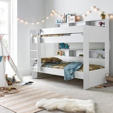 Wooden Bunk Bed with Shelves &