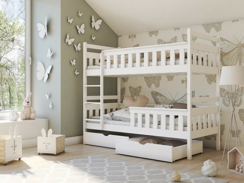 Children wooden pine bunk bed - children,